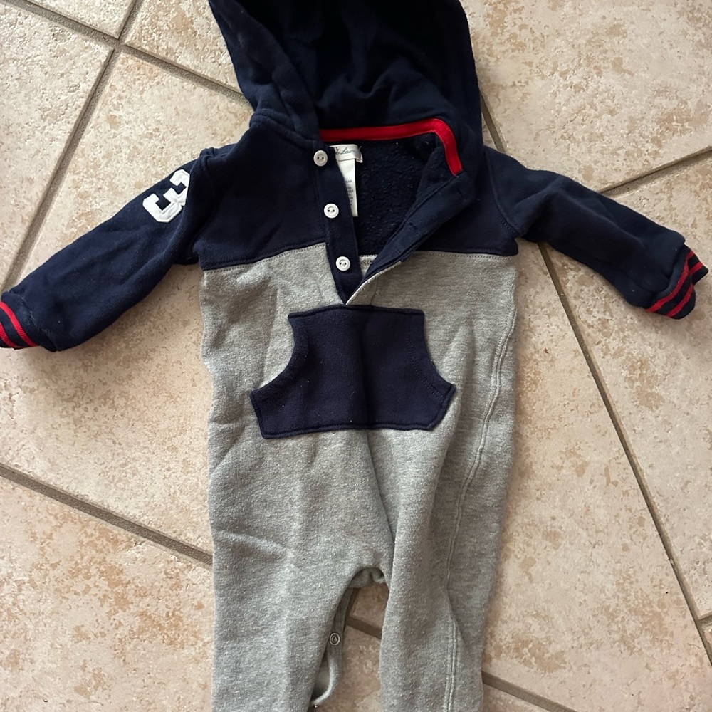 Polo by Ralph Lauren Blue and Gray Footies One Piece
